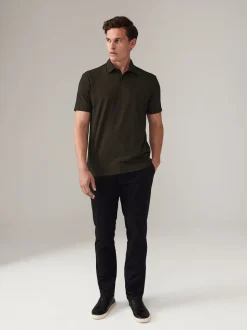Wit/marineblauw/zwart met goudkleurige geometrische print - Set van 3 jersey poloshirts met korte mouwen