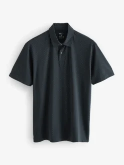 Wit/marineblauw/zwart met goudkleurige geometrische print - Set van 3 jersey poloshirts met korte mouwen