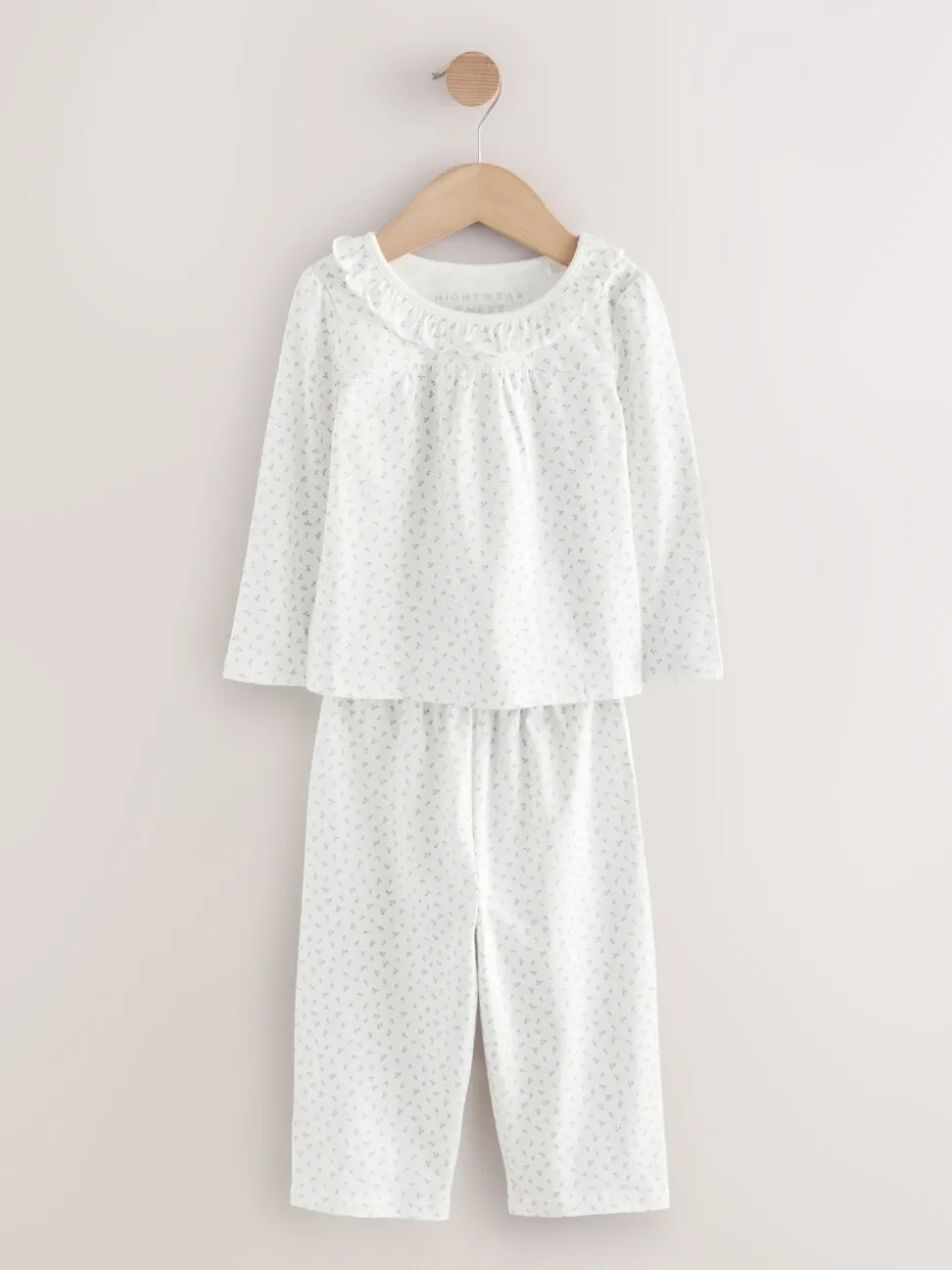 Wit/paars met fijne bloemenprint - Verpakking van 2 pyjama's met wijde pijpen (9mnd-8jr)