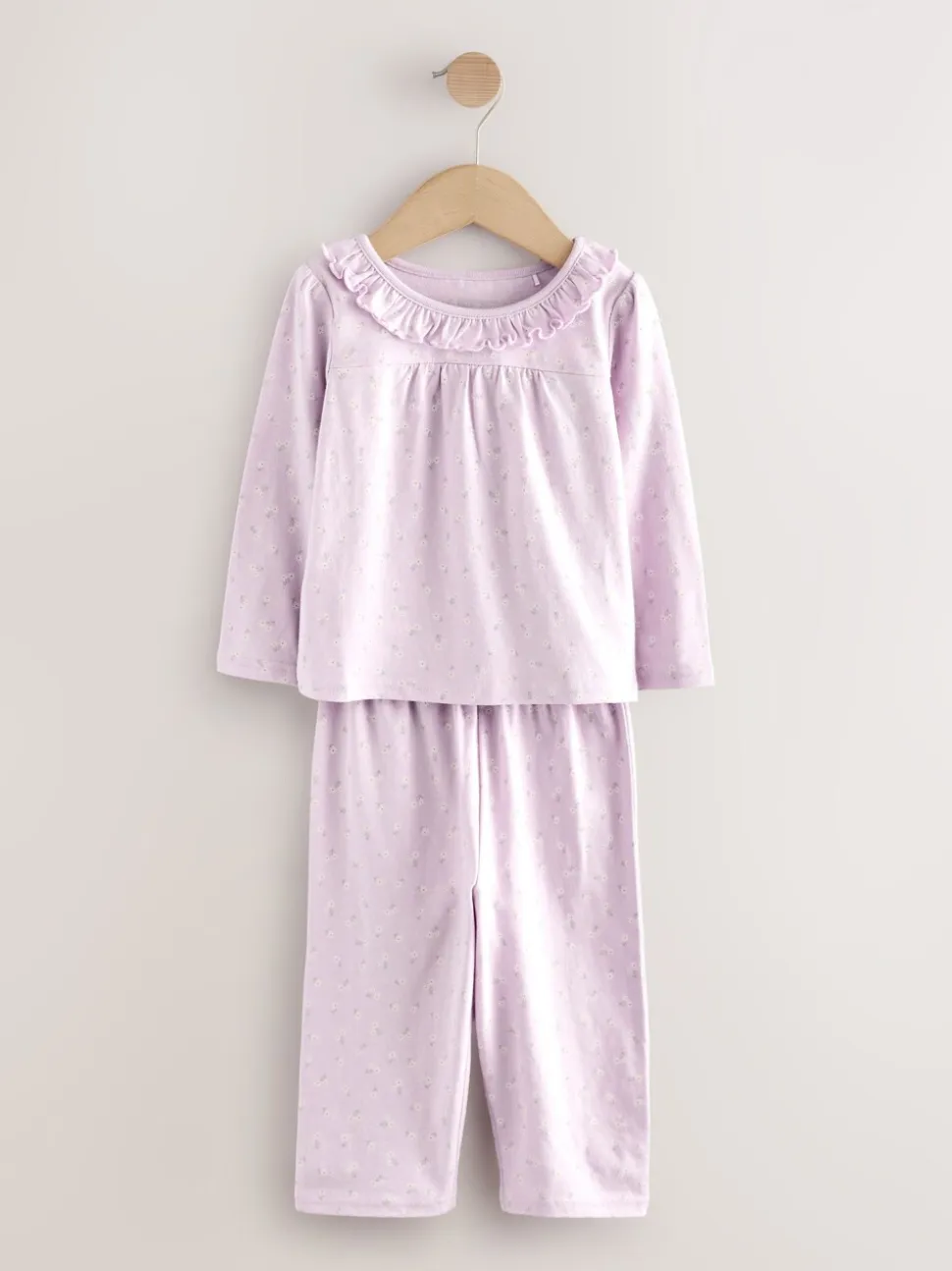Wit/paars met fijne bloemenprint - Verpakking van 2 pyjama's met wijde pijpen (9mnd-8jr)