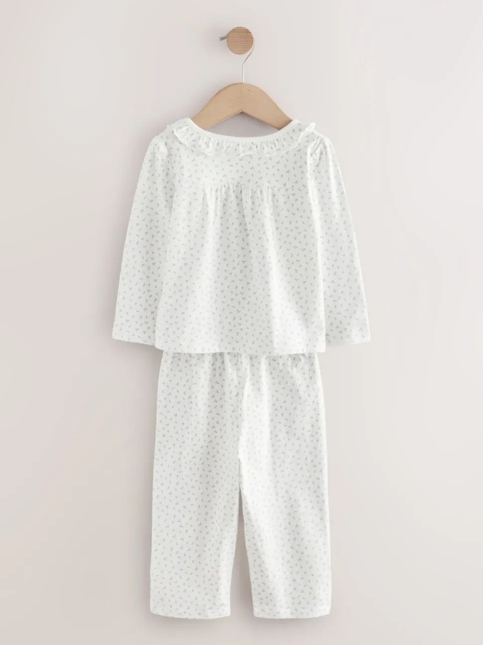 Wit/paars met fijne bloemenprint - Verpakking van 2 pyjama's met wijde pijpen (9mnd-8jr)