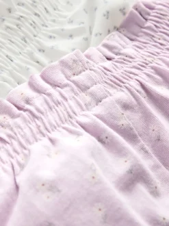 Wit/paars met fijne bloemenprint - Verpakking van 2 pyjama's met wijde pijpen (9mnd-8jr)