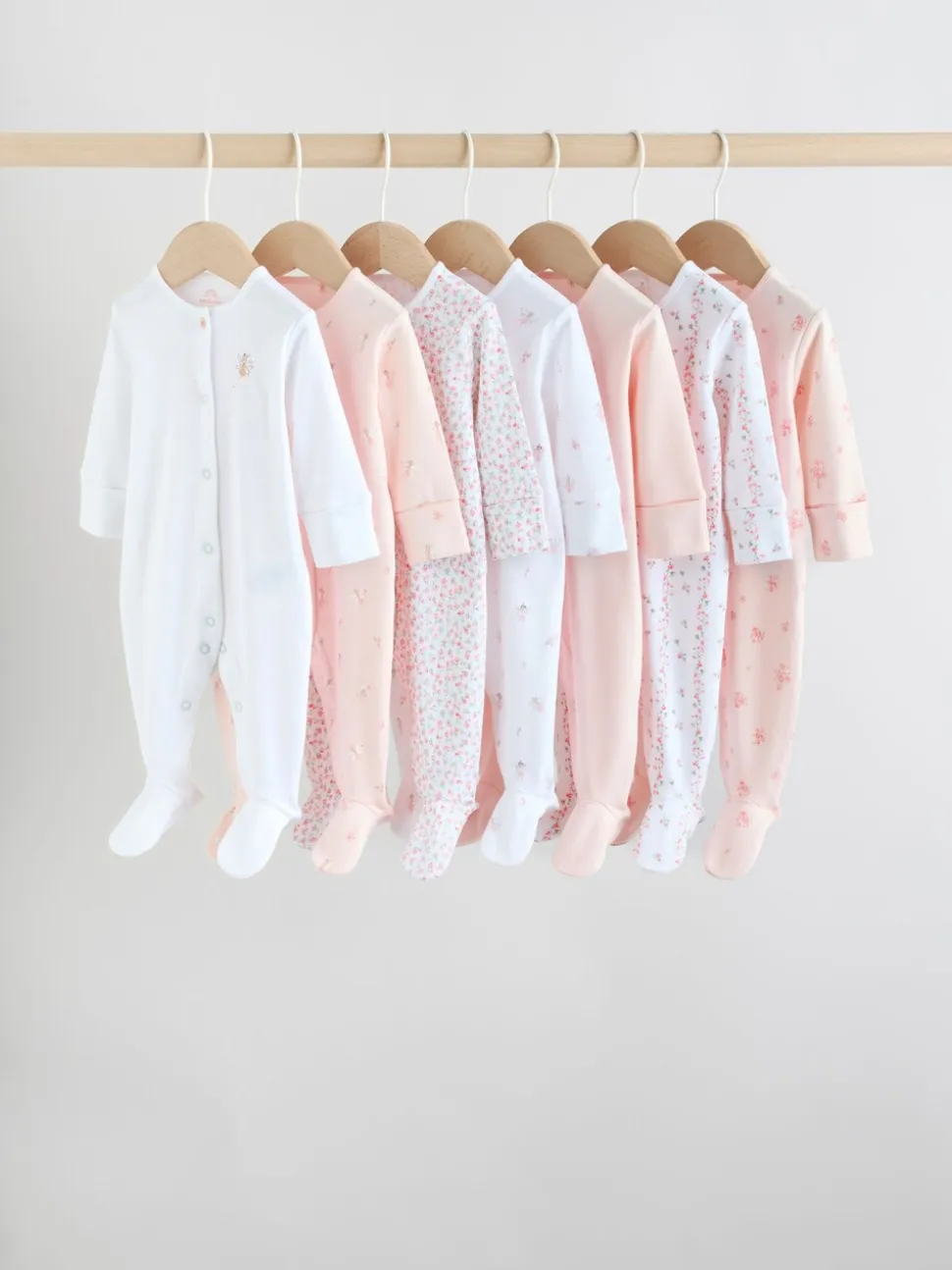 Wit/roze - Babypyjama (0-2jr)