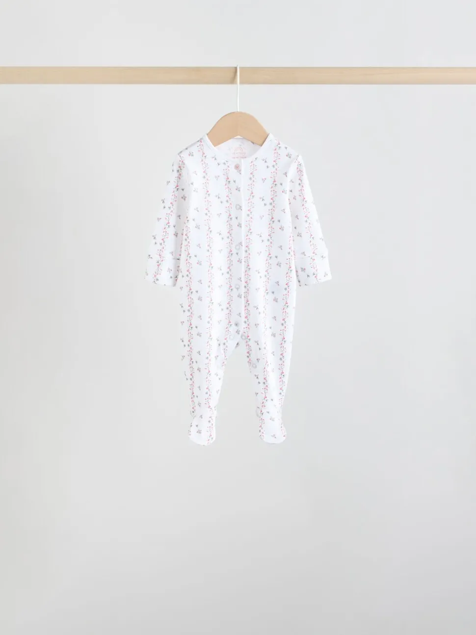 Wit/roze - Babypyjama (0-2jr)