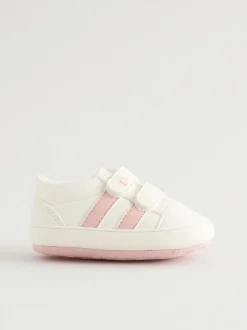 Wit/roze - Babyschoentjes met klittenbandsluiting (0 - 24 mnd)
