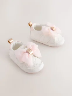 Wit/roze - Baker by Ted Baker - Organza strik Padders trainers voor babymeisjes