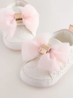 Wit/roze - Baker by Ted Baker - Organza strik Padders trainers voor babymeisjes