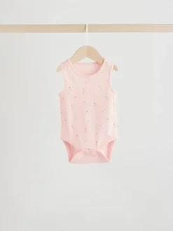 Wit/roze - Set van 5 katoenen hemdrompertjes voor baby's