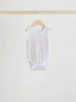Wit/roze - Set van 5 katoenen hemdrompertjes voor baby's