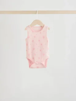 Wit/roze - Set van 5 katoenen hemdrompertjes voor baby's