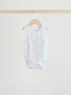 Wit/roze - Set van 5 katoenen hemdrompertjes voor baby's
