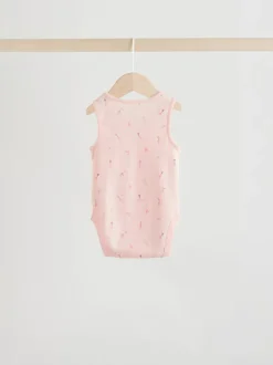 Wit/roze - Set van 5 katoenen hemdrompertjes voor baby's