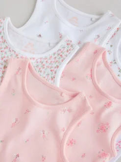 Wit/roze - Set van 5 katoenen hemdrompertjes voor baby's