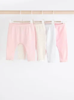 Wit/roze - Verpakking van 4 babyleggings (0 mnd -2 jr)