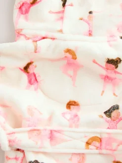 Wit/roze ballerina - Fleece kamerjas (9mnd -16jr)