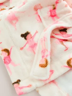 Wit/roze ballerina - Fleece kamerjas (9mnd -16jr)
