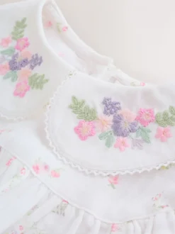 Wit/roze met fijne print - Babyrompers met bloemenprint Set 2 -delig met maillot (0mnd -3jr)