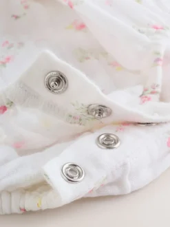 Wit/roze met fijne print - Babyrompers met bloemenprint Set 2 -delig met maillot (0mnd -3jr)