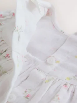 Wit/roze met fijne print - Babyrompers met bloemenprint Set 2 -delig met maillot (0mnd -3jr)