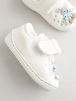 Witte feeënmuis - Gezellige pantoffels met voering en omgevende zool