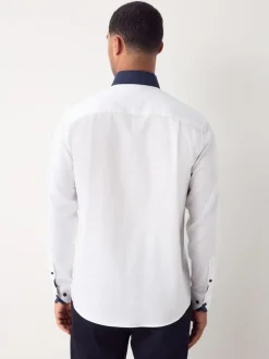 Witte Hatch Contract Kraag - Smart Trimmed Long Sleeve Party Shirt