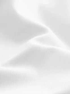 Witte structuur/zwarte vlinderdas - Slim Fit - Set van overhemd met enkele manchet en een vlinderstrik