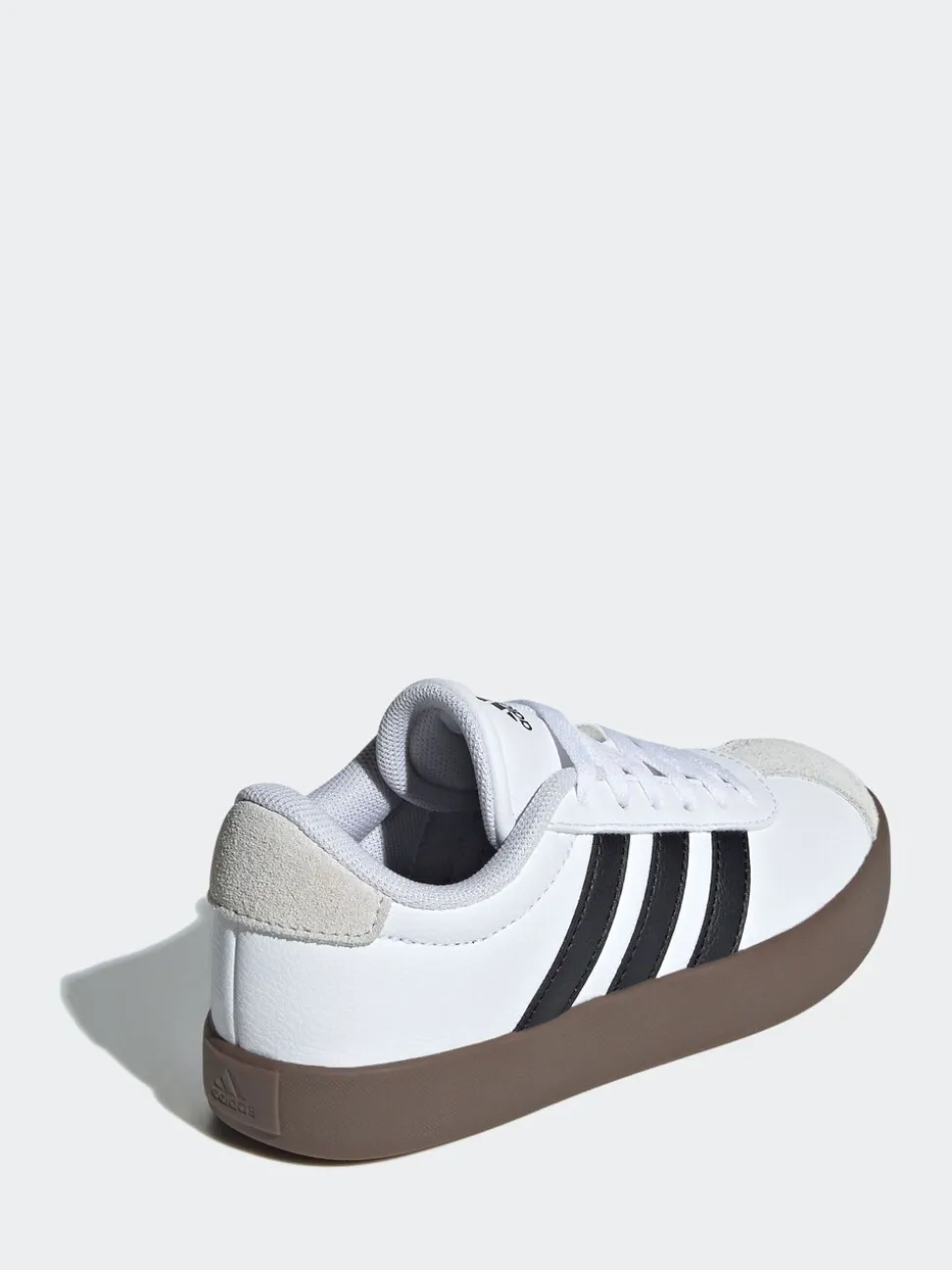 Wit/zwart - adidas Vl Court 3.0 Suède sneakers met veters voor kinderen