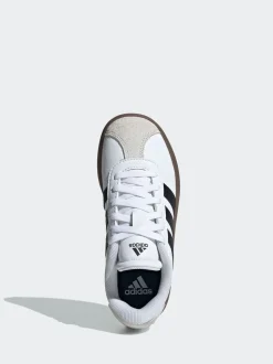 Wit/zwart - adidas Vl Court 3.0 Suède sneakers met veters voor kinderen