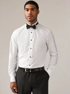Wit/zwart - Slim Fit - Double Cuff Regular Fit Shirt And Bow Tie Pack