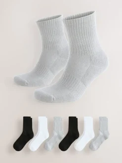 Wit/zwart/grijs - Essential set van 6 paar sportsokken