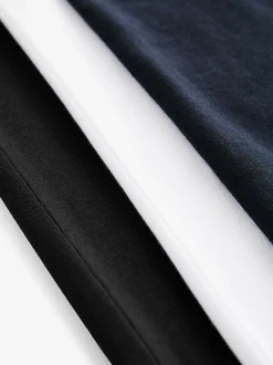 Wit/zwart/marineblauw - Relaxed fit - Verpakking van 3 T-shirts van zware stof