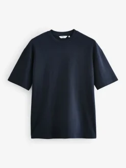 Wit/zwart/marineblauw - Relaxed fit - Verpakking van 3 T-shirts van zware stof