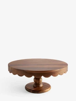 Wood Scalloped Edge Cake Stand