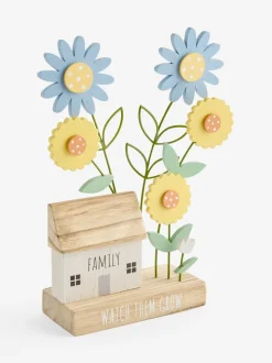 Wooden Flower House Scene Ornament