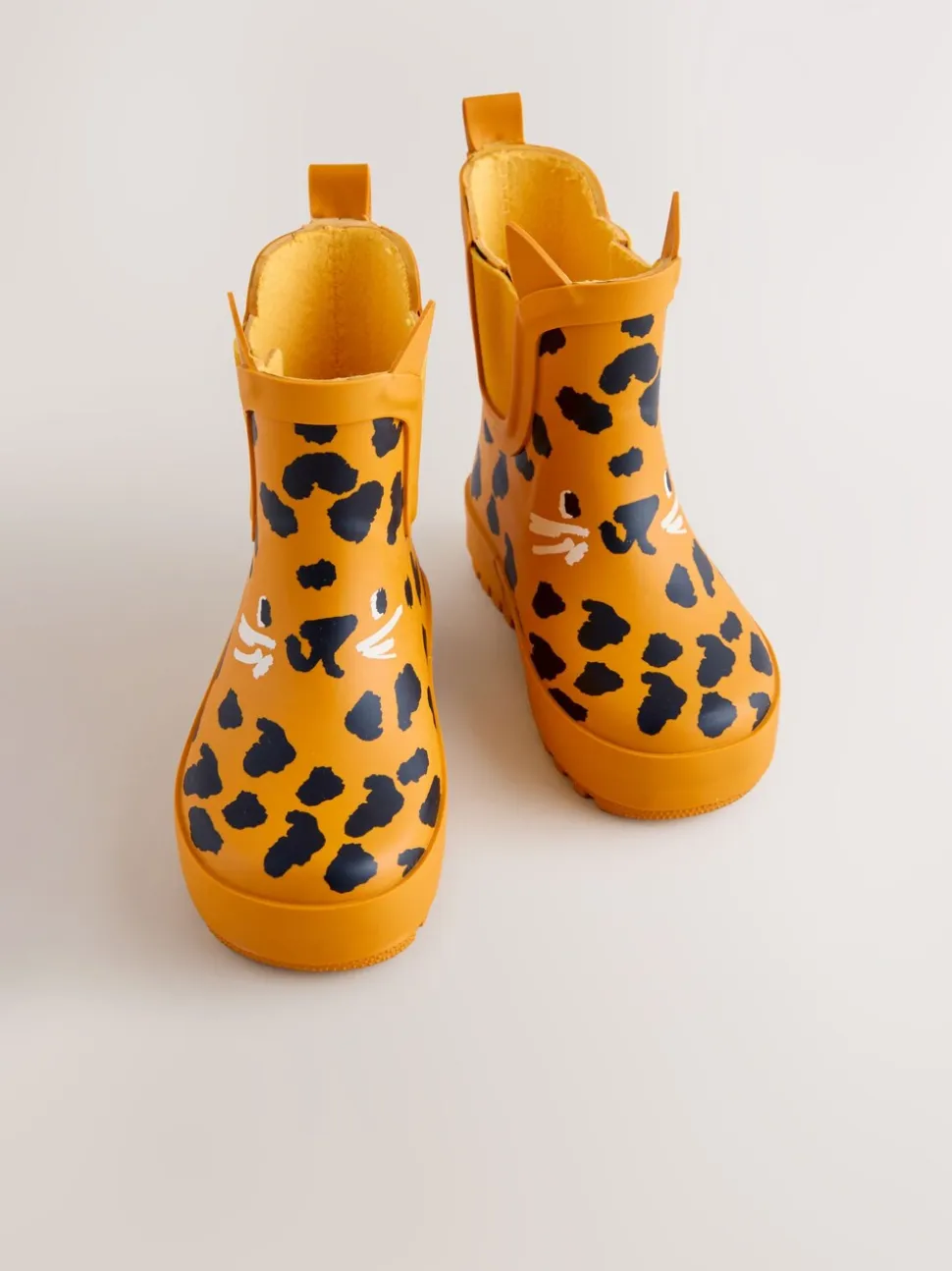 Yellow Leopard Print - Enkelhoge regenlaarzen