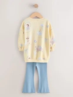 Yellow/Blue Fairy - Set van sweatshirt en uitlopende legging (3mnd -7jr)