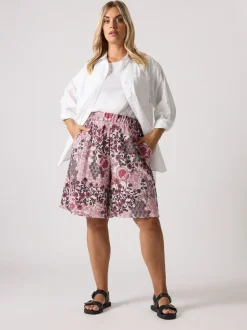 Yours Curve Paisley Crinkle Shorts
