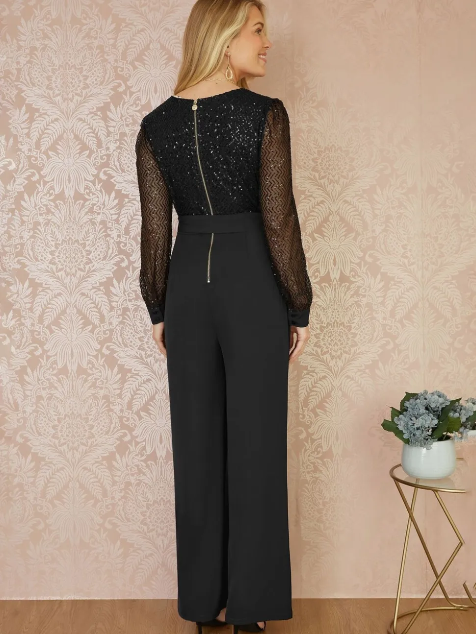 Yumi - Jumpsuit met lovertjes en lange mouwen