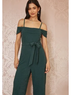 Yumi stretchy Bardot-jumpsuit met glitters