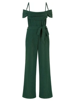 Yumi stretchy Bardot-jumpsuit met glitters