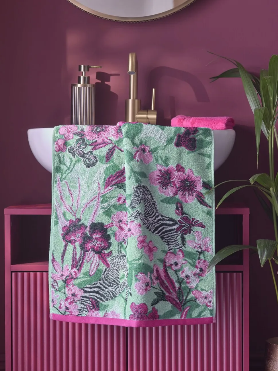 Zebra 100% katoenen handdoek met bloemenprint