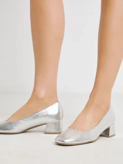 Zilver - Heavenly Soles By JD Williams Low Block Heels Court Shoes
