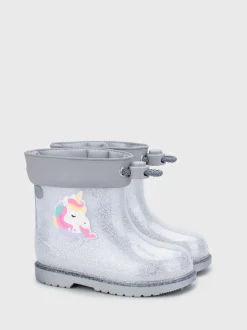 Zilver - Igor Glitter Unicorn Ankle Wellies