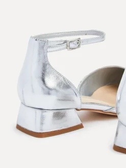 Zilver - Linzi Dolly pumps met lage blokhak en wijde pasvorm