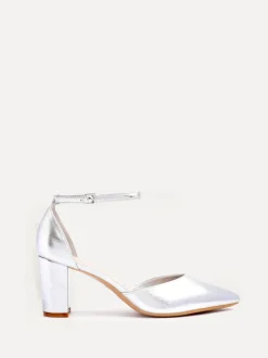 Zilver - Linzi Leona pumps met blokhak en dichte hiel