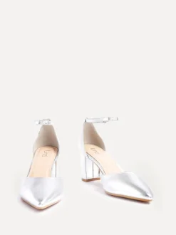 Zilver - Linzi Leona pumps met blokhak en dichte hiel