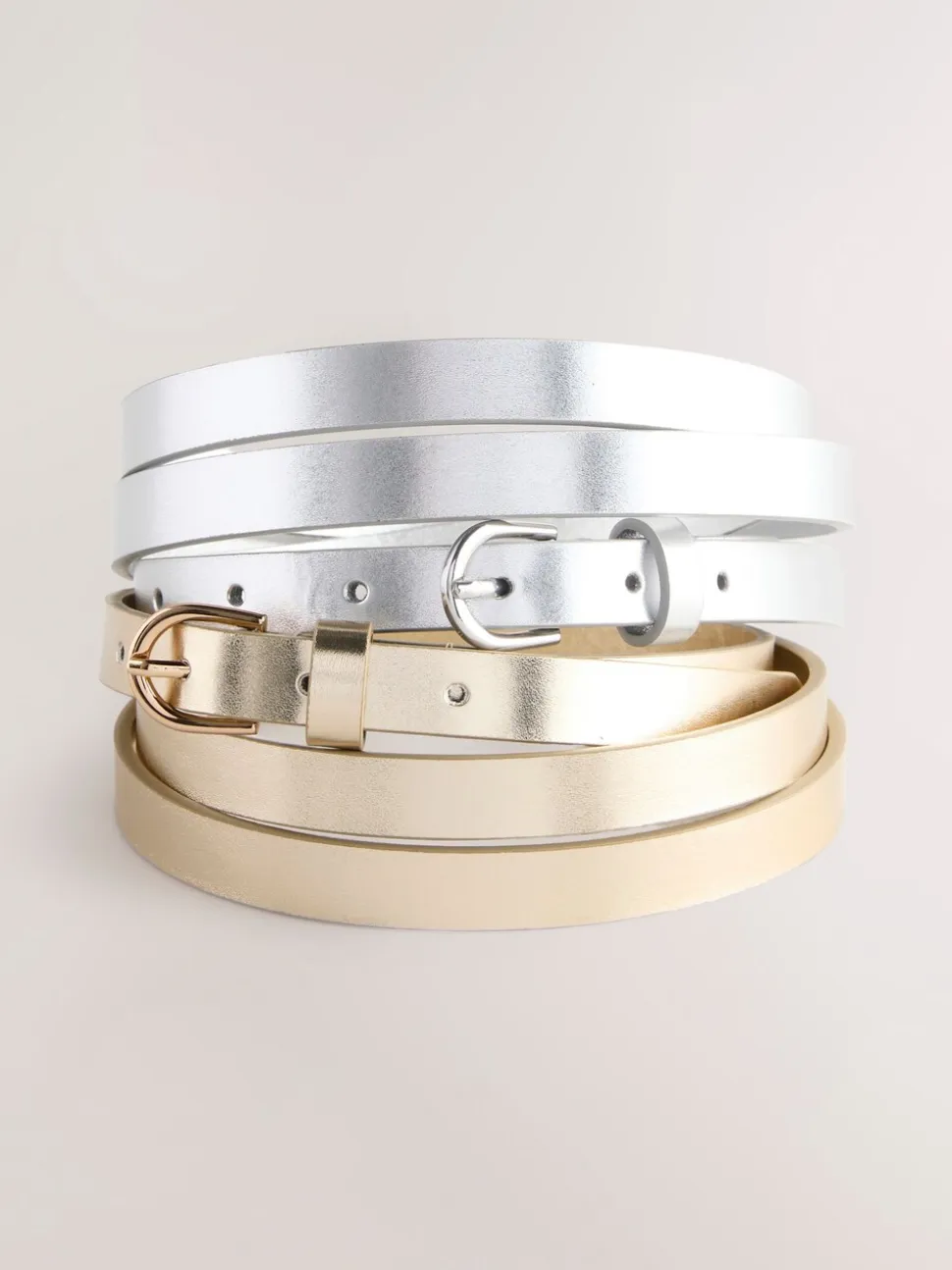 zilver/goud - PU Skinny Riemen 2 Pakket