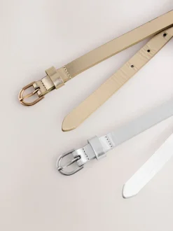 zilver/goud - PU Skinny Riemen 2 Pakket