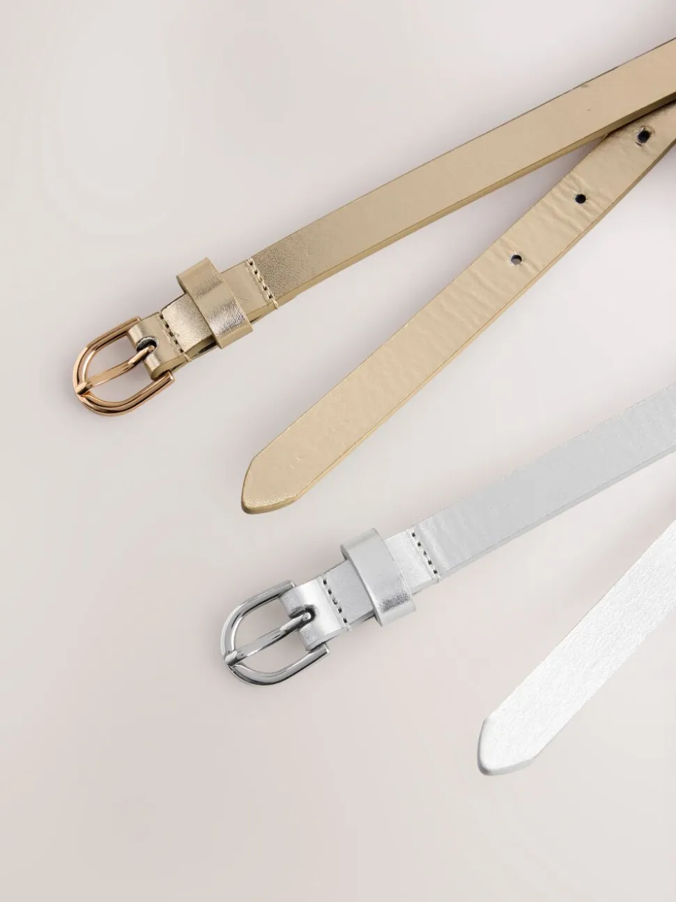 zilver/goud - PU Skinny Riemen 2 Pakket
