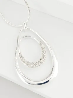 Zilverkleurig - Ketting met ovale gedraaide hanger